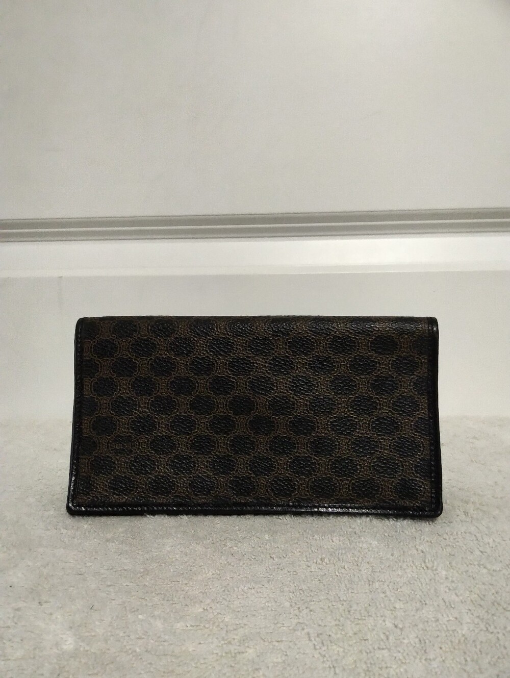 Authentic Vintage Celine Macadam Dark Navy Blue Long Wallet